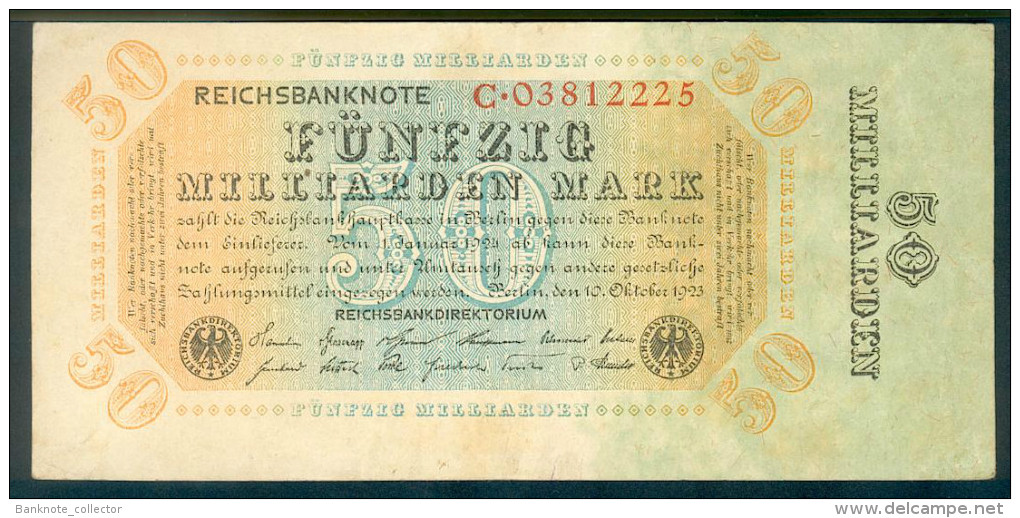 Deutschland, Germany - 50 Mrd. Mark, Reichsbanknote, Ro. 116 A, VF ( III ), Serie C, 1923 ! - 50 Mrd. Mark