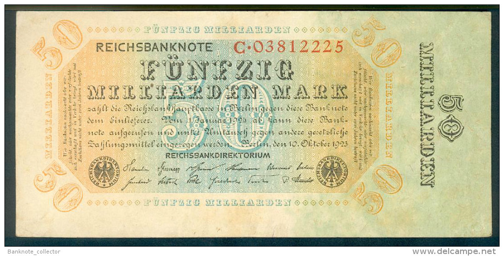 Deutschland, Germany - 50 Mrd. Mark, Reichsbanknote, Ro. 116 A, VF ( III ), Serie C, 1923 ! - 50 Miljard Mark