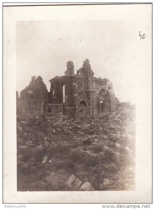 Photo Avril 1918 Secteur IEPER? (Ypres, Bataille De La Lys) - Une église En Ruine (A73, Ww1, Wk1) - Ieper