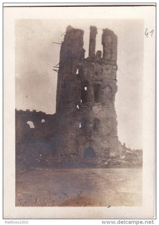 Photo Avril 1918 IEPER (Ypres, Bataille De La Lys) - Les Ruines De La Tour Des Halles (A73, Ww1, Wk1) - Ieper