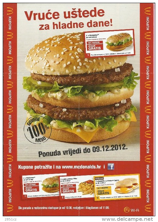 McDonalds Flyer / Coupon, 2012., Croatia - McDonald's