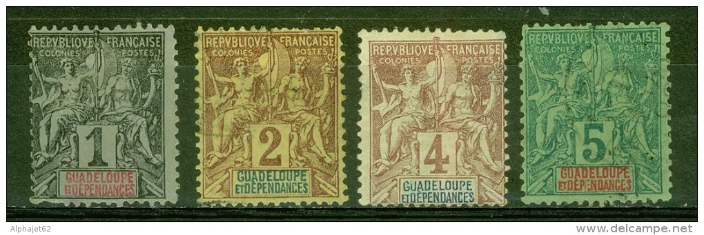 Guadeloupe Et Dépendances - GUADELOUPE - Légende En Rouge Et En Bleu - 1892 - Oblitérés
