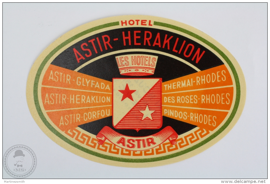 Hotel Astir - Heraklion, Astir - Greece - Original Hotel Luggage Label - Sticker - Hotel Labels