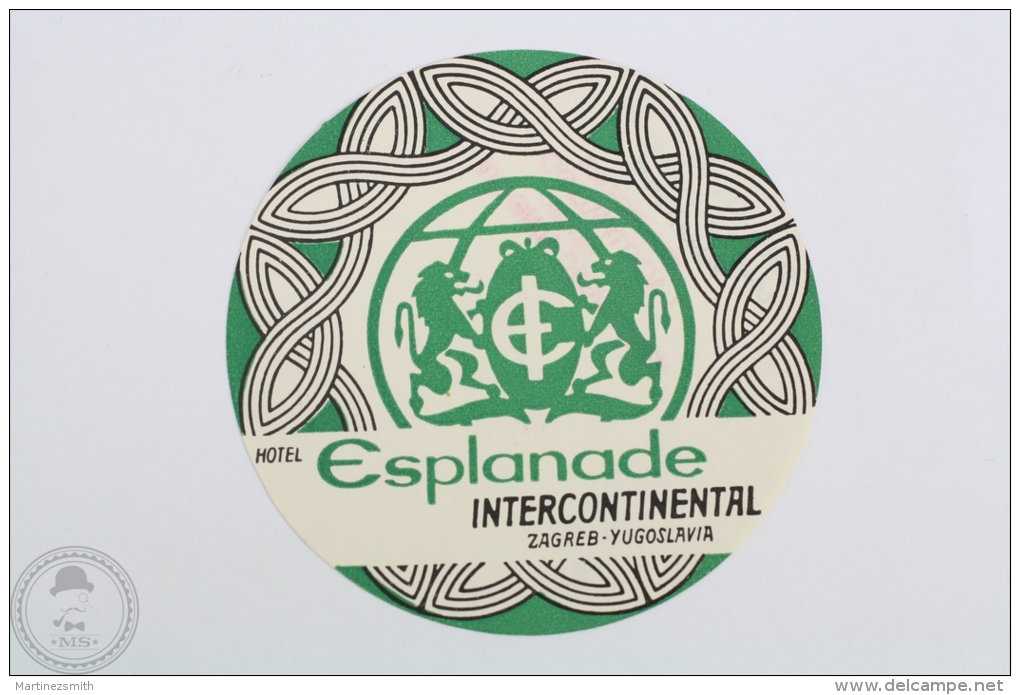 Hotel Esplanade Intercontinental, Zagreb - Yugoslavia - Original Hotel Luggage Label - Sticker - Hotel Labels