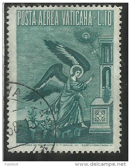 VATICANO VATIKAN VATICAN 1951956 AEREA ARCANGELO GABRIELE GABRIEL ARCHANGEL LIRE 10 USATO USED - Poste Aérienne