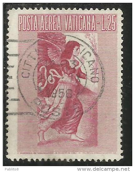 VATICANO VATIKAN VATICAN  1956 AEREA ARCANGELO GABRIELE GABRIEL ARCHANGEL LIRE 25 USATO USED - Aéreo