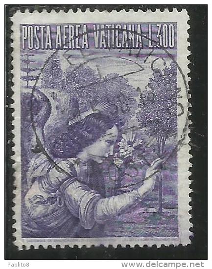 VATICANO VATIKAN VATICAN  1956 AEREA ARCANGELO GABRIELE GABRIEL ARCHANGEL LIRE 300 USATO USED - Aéreo