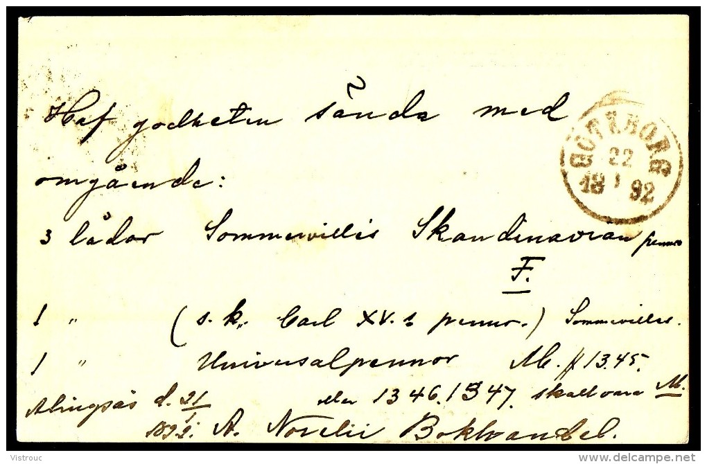 Entier Postal Suédois - Swedish Postcard - Circulé - Circulated - 1892. - Ganzsachen