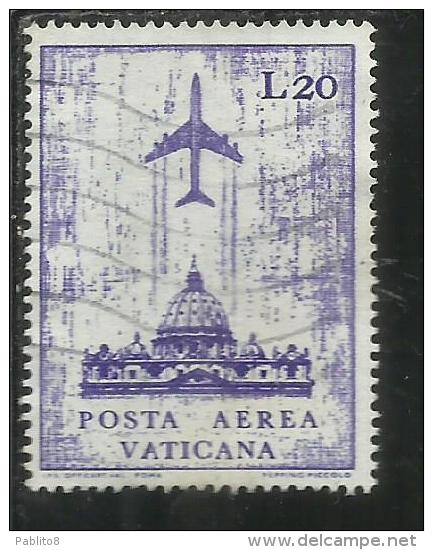 VATICANO VATIKAN VATICAN 1967 POSTA AEREA AIR MAIL SOGGETTI VARI LIRE 20 USATO USED - Poste Aérienne