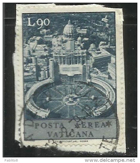 VATICANO VATIKAN VATICAN 1967 POSTA AEREA AIR MAIL SOGGETTI VARI LIRE 90 USATO USED - Poste Aérienne