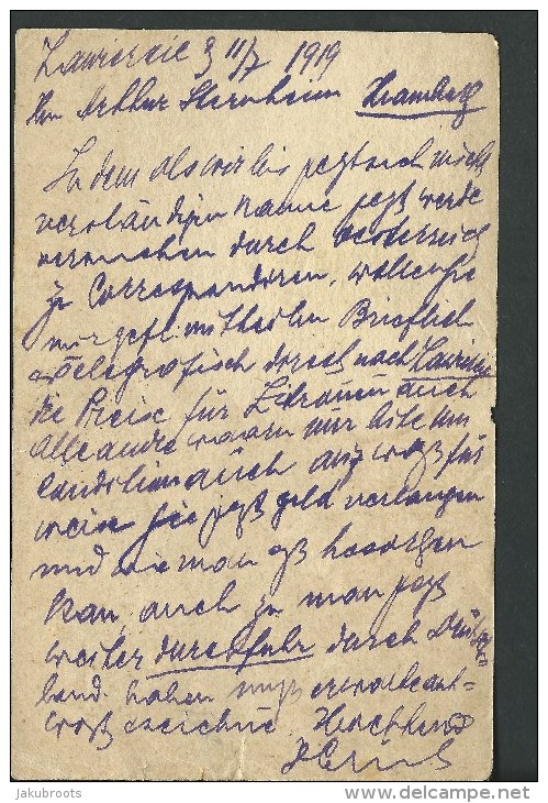 1919. STATIONARY CARD WITH IMPRINTED 15 F. STAMP. ZAWIERCIE  TO  FRANKFURT - Altri & Non Classificati