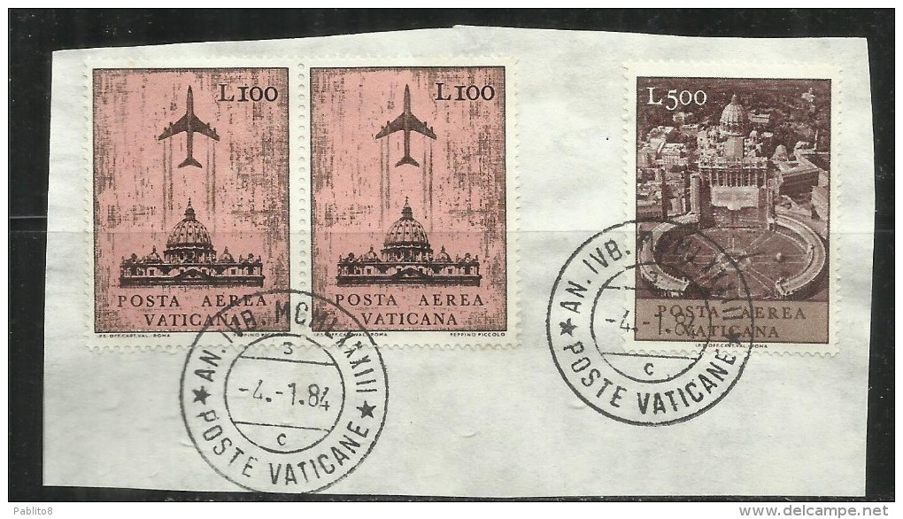 VATICANO VATIKAN VATICAN 1967 POSTA AEREA AIR MAIL SOGGETTI VARI LIRE 100 COPPIA + 500 USATI  USED - Poste Aérienne