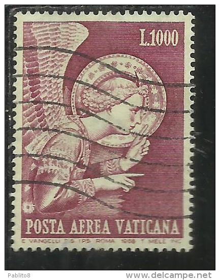 VATICANO VATIKAN VATICAN 1968 POSTA AEREA AIR MAIL ANGELO ANGEL LIRE 1000 USATO USED - Poste Aérienne