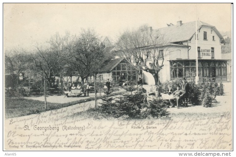 St. Georgsberg Ratzeburg Germany, Gasthof Zum Zoll Kuster's Garten, C1900s Vintage Postcard - Ratzeburg