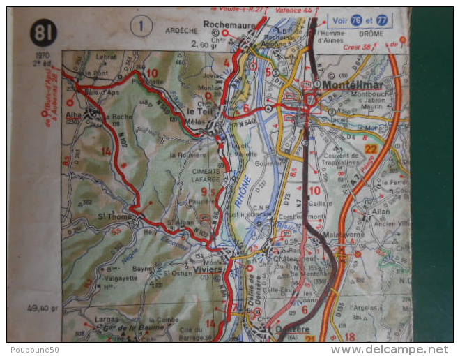 Carte Routière MICHELIN N:81  Avignon > Digne  -1970 - 2éme édition - Cartes Routières