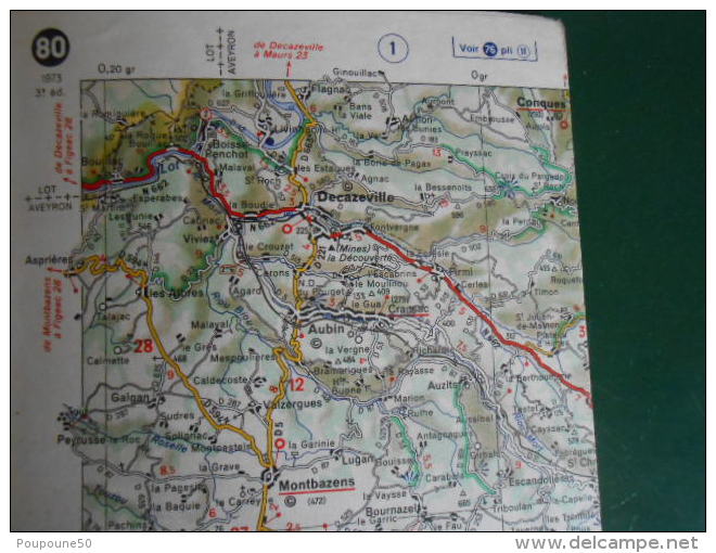 Carte Routière MICHELIN N: 80   Rodez > Nîmes - 1973 - 3ème édition - Cartes Routières