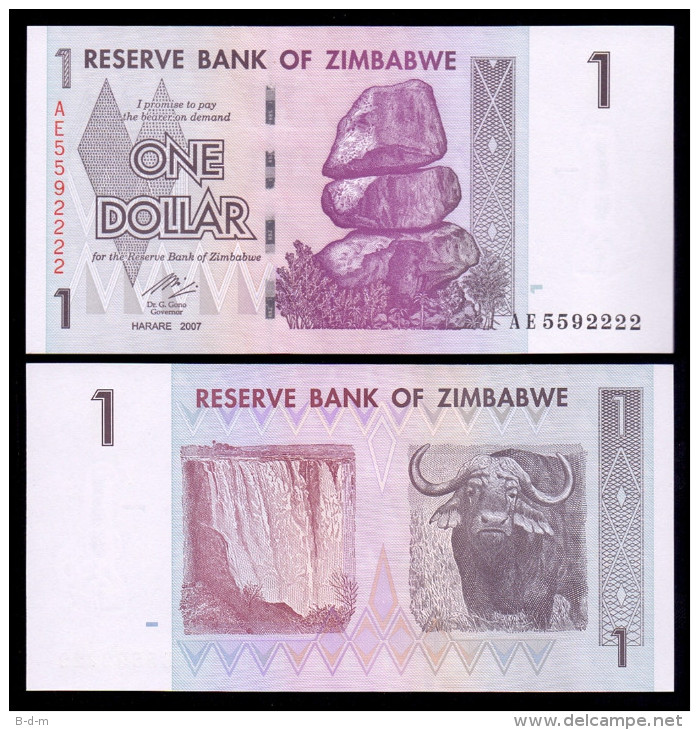 ZIMBABWE 1 DOLLAR 2007 PICK 65 SC UNC - Zimbabwe