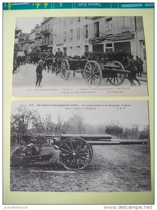 Militaria Guerre 1914 1918 COMPIEGNE SOISSONS ARTILLERIE ANGLAISE Gros Canon Attelage Militaire - Guerre 1914-18