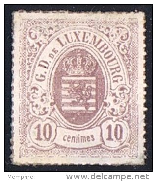 Percé En Lignes Colorées   10 Cent Lilas Pâle  Neuf Sans Gomme (*) - 1859-1880 Armoiries