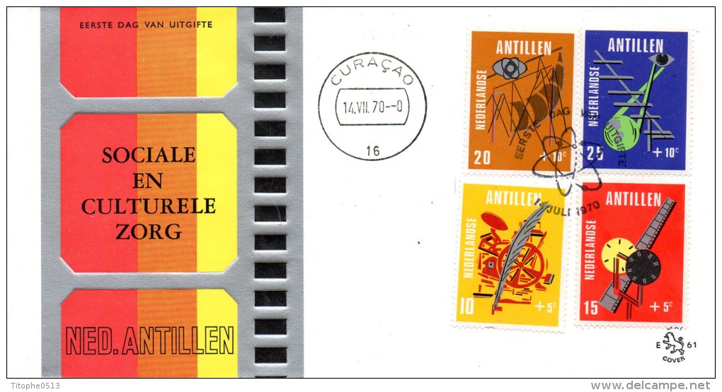 ANTILLES NEERLANDAISES. N°408-11 De 1970 Sur Enveloppe 1er Jour (FDC). Plume/Cinéma/Radio/Télévision. - Cinema