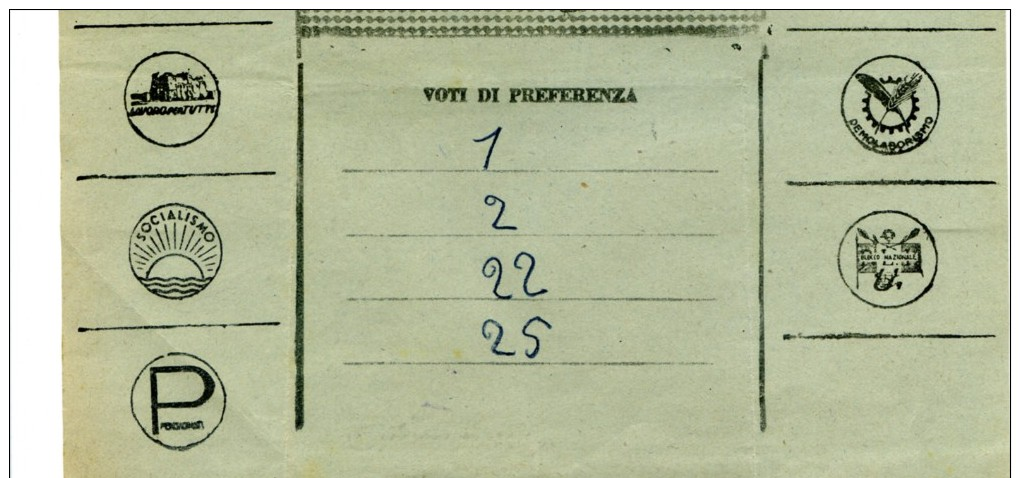 019 Rarità: ELEZIONE DELLA CAMERA DEI DEPUTATI - Scheda Elettorale Del 18 APRILE 1948 !!! Napoli / Caserta - Historische Documenten