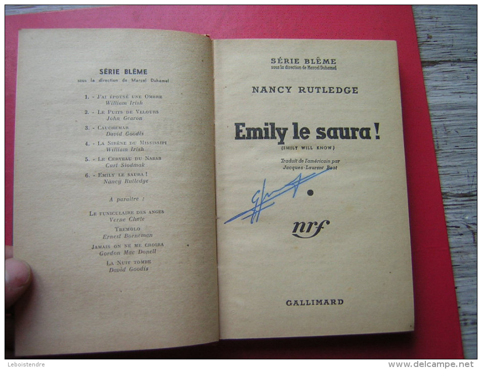 POLICIER  SERIE BLEME NANCY RUTLEDGE  EMILY LE SAURA !  GALLIMARD N° 6  EO   1950 SANS JAQUETTE - Série Blême