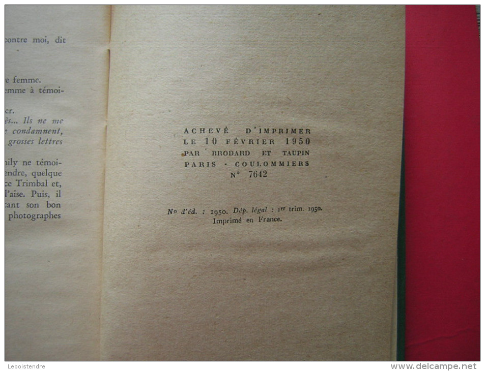 POLICIER  SERIE BLEME NANCY RUTLEDGE  EMILY LE SAURA !  GALLIMARD N° 6  EO   1950 SANS JAQUETTE - Série Blême