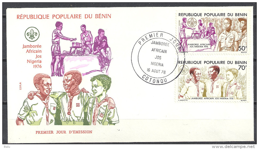 Benin Republique 1976 FDC Premier Jour Mi 55 56 Yv 370 371 Jamborée Africain Jos Nigeria 16 Aout Cotonou - Bénin – Dahomey (1960-...)