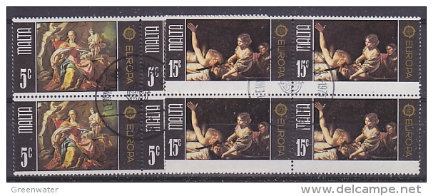 Europa Cept 1975 Malta 2v Bl Of 4 Used 1st Day - Stamps With Full Gum (13820) - 1975