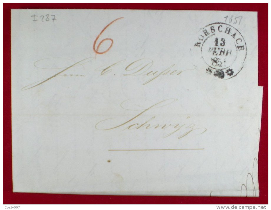 Switzerland 1851 Postal History Rare Prephilatelic Cover + Content Rorschach To Schwyz D.522 - 1843-1852 Timbres Cantonaux Et  Fédéraux