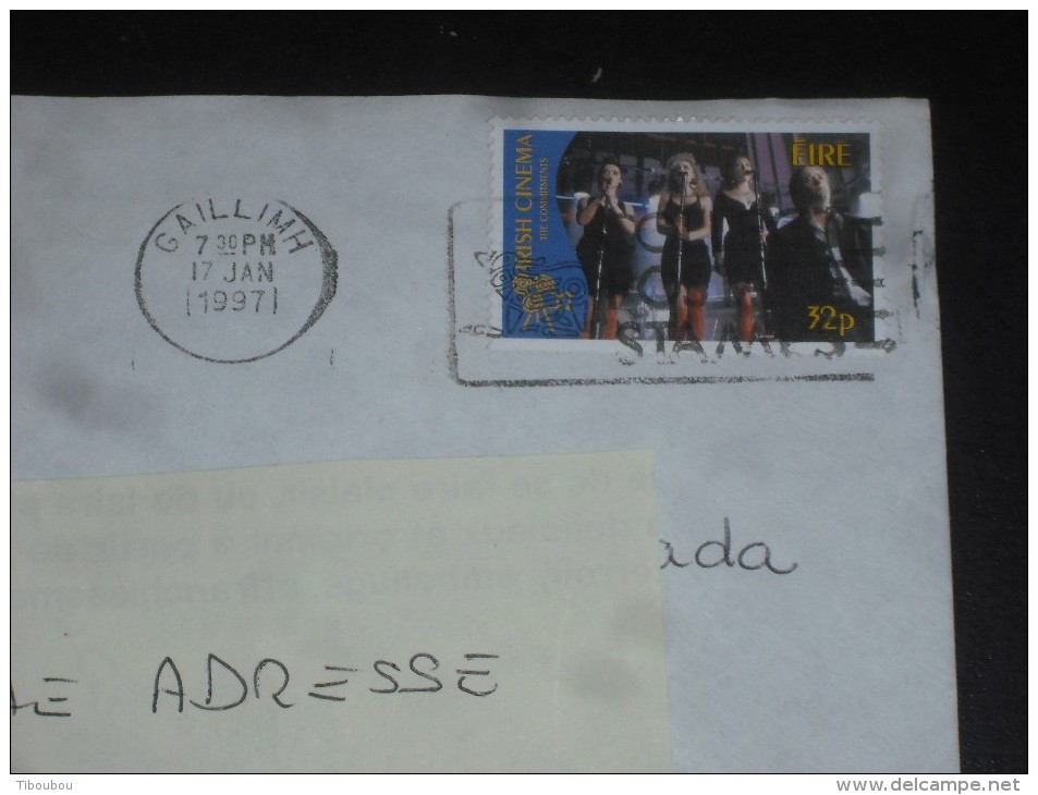 LETTRE IRLANDE IRELAND EIRE AVEC YT 973 - CINEMA IRLANDAIS - - Storia Postale