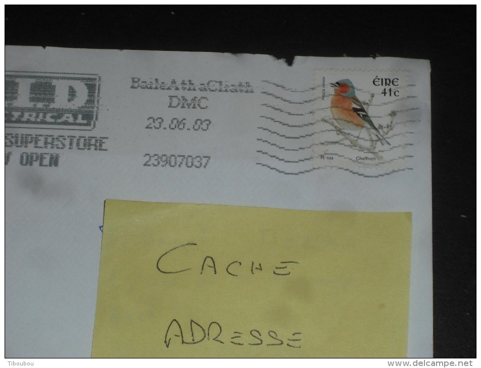 LETTRE IRLANDE IRELAND EIRE AVEC YT 1401 - OISEAU BIRD PINSON DES ARBRES - - Storia Postale