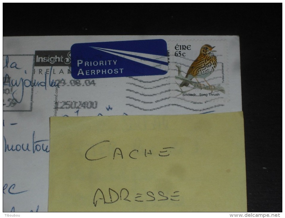 LETTRE IRLANDE IRELAND EIRE AVEC YT 1560 - OISEAU BIRD GRIVE MUSICIENNE - CPM PAYSAGE LANDSCAPE - - Cartas & Documentos