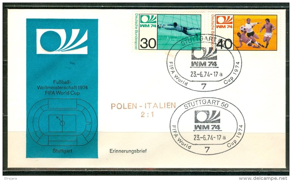 GERMANY Cover With Set For The Match Poland - Italy 2 : 1 On 23-6-74 - 1974 – Germania Ovest