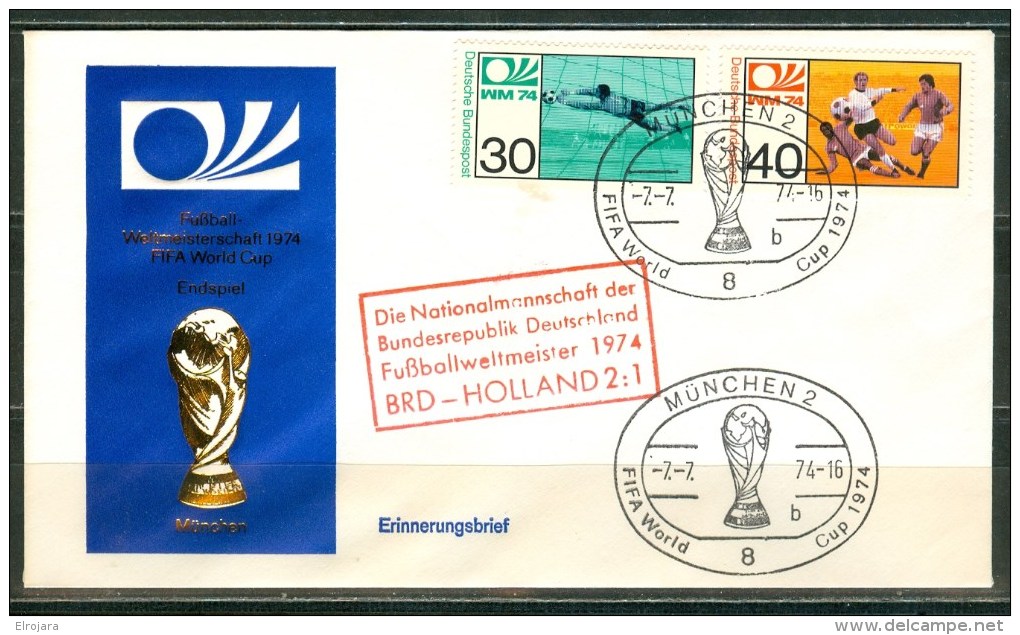 GERMANY Cover With Set For The Match For The FINAL Germany - Netherlands 2 : 1 On 7-7-74 - 1974 – Germania Ovest