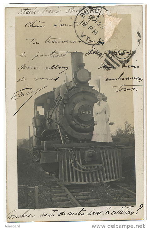 Real Photo Close Up Train In Burlington 1906 Defaut - Burlington