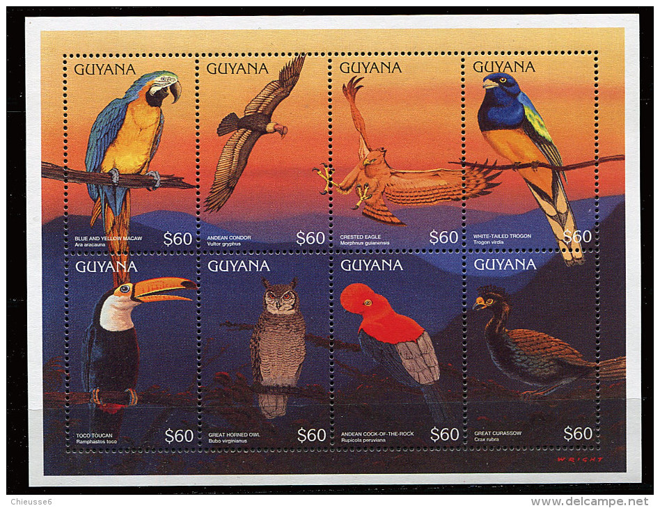 Guyane ** N° 4060 à 4067 - Oiseaux : Perroquets  (II) - Guyana (1966-...)