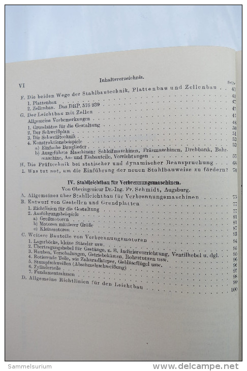 Dipl.-Ing. K. Bobek/Obering.W. Metzger/Dr.-Ing. Fr. Schmidt "Stahlleichtbau Von Maschinen", Von 1939 - Technical