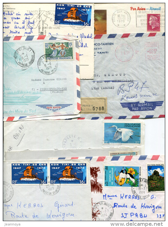 POLYNESIE - ENSEMBLE 59 LETTRES OBL. VARIÉES, PERIODE MODERNE - B/TB - Collections, Lots & Series