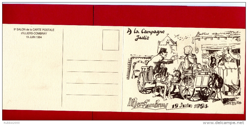 ILLIERS COMBRAY 1994 SALON DE LA CARTE POSTALE A LA CAMPAGNE JADIS FACTEUR DANS VOITURE A CHIEN DESSIN DE BOULAY - Postal Services