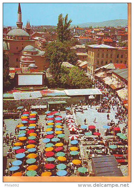 Bosnia 1967 Y Traveled Postcard Sarajevo Turkish Market Place - Bosnie-Herzegovine