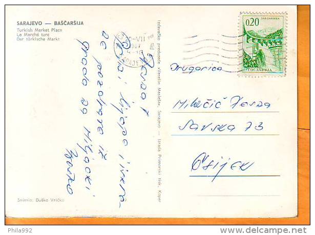 Bosnia 1967 Y Traveled Postcard Sarajevo Turkish Market Place - Bosnie-Herzegovine