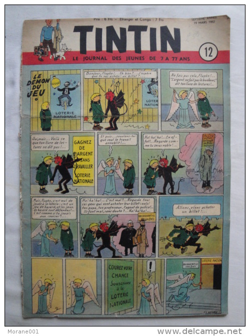 Tintin N°  12 De 1952  Couverture De Hergé Bon état- - Tintin