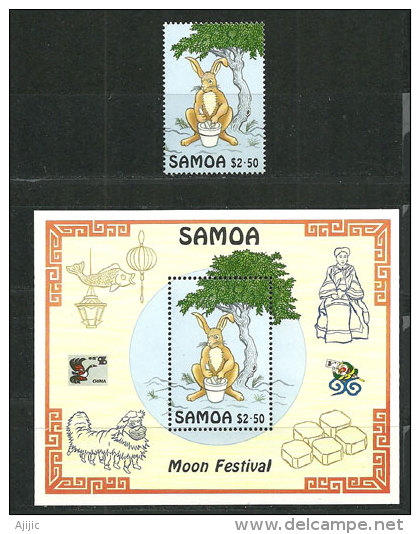 Le Lièvre (Fête De La Lune) Un B-F  + Un T-p Neufs ** * Des ILES SAMOA. - Samoa