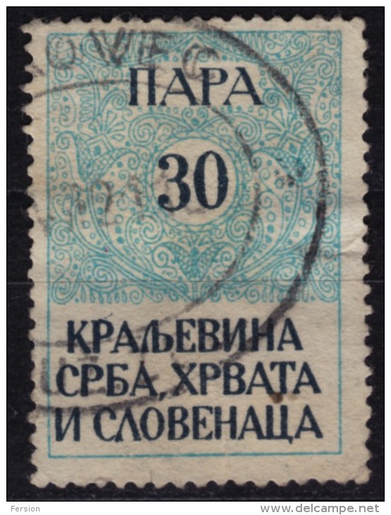 1920 Yugoslavia SHS - Revenue, Tax Stamp - Used - 30 P - Dienstzegels