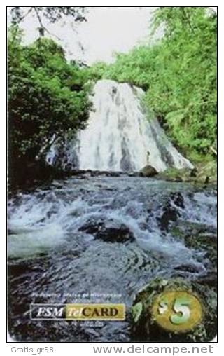 MICRONESIA - Remote Memory 5$ Card , Waterfall, Used - Micronesië