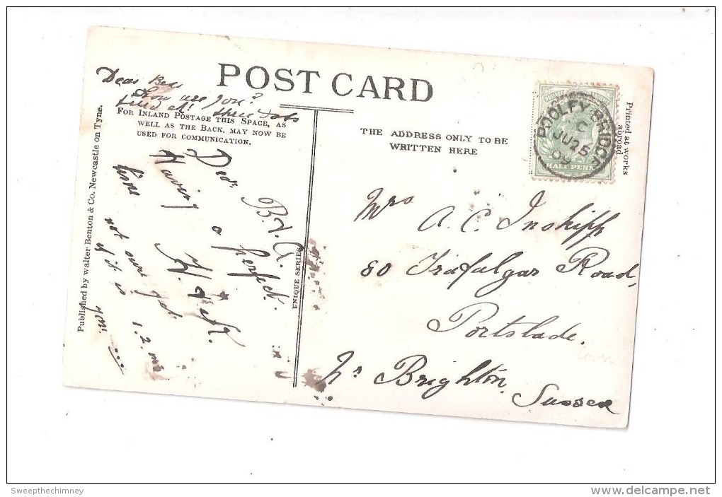 POOLEY BRIDGE 1909 THIMBLE POSTMARK CANCELLATION ON A POOLEY VILLAGE VILLAGE PC BENTON & CO NEWCASTLE ON TYNE - Altri & Non Classificati