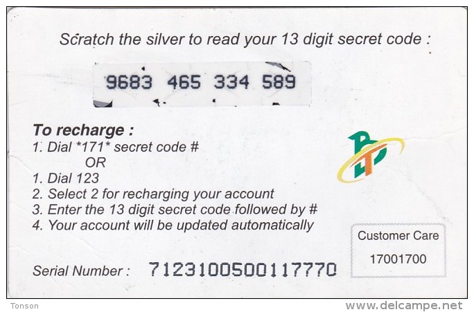 Bhutan, BHU-MOB-0022, Nu.50, Prepaid Recharge Voucher, 2 Scans - Butan