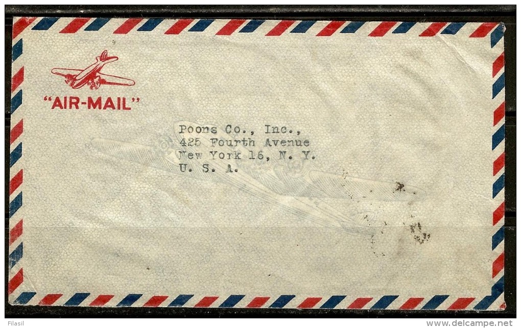 SI53D Cina China Chine Busta Cover  1940  AIRMAIL  SHANGHAI TO NY USA - Overprinted - 1912-1949 Republic