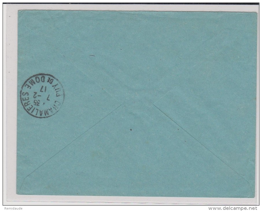 1917 - SEMEUSE TARIF 40 C Dont GC - ENVELOPPE RECOMMANDÉE De RIOM - 1906-38 Sower - Cameo